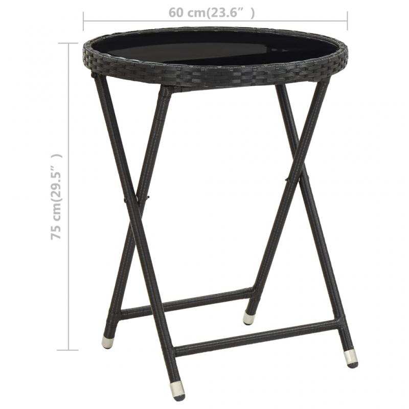 1 VidaXL Hopfllbart bord hrdat glas  60x75 cm svart konstrotting och