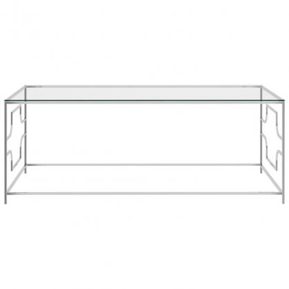 1 VidaXL Soffbord rostfritt stl silver och hrdat glas 120x60x45 cm