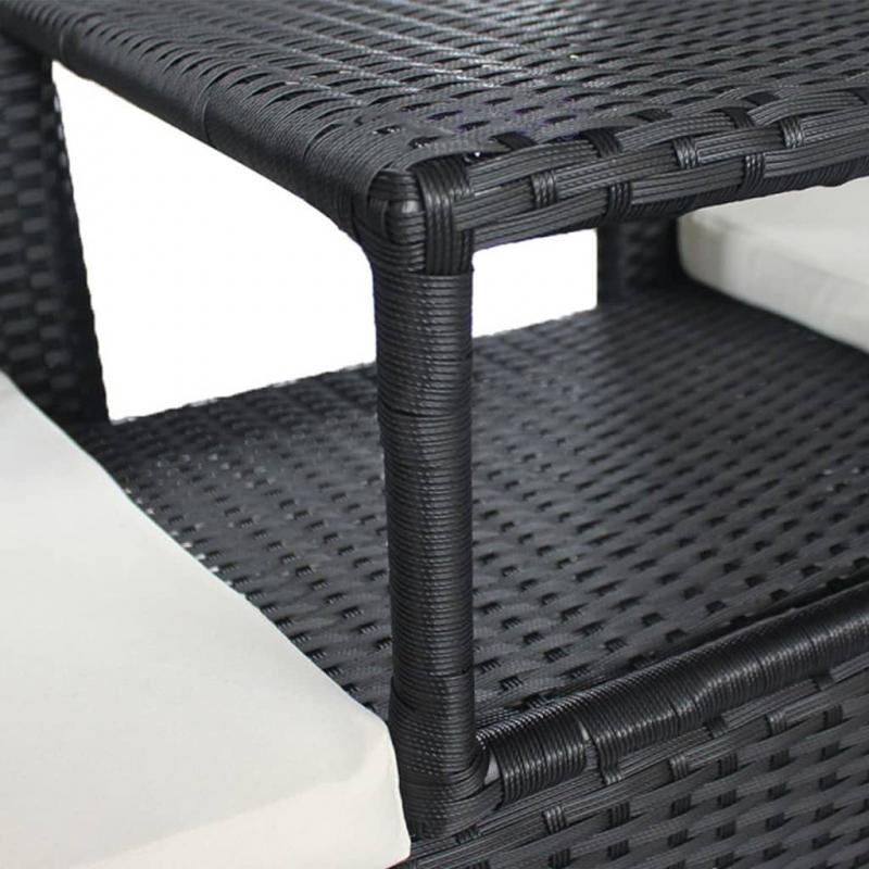 1 VidaXL Trdgrdssoffa 2-sits med bord konstrotting svart