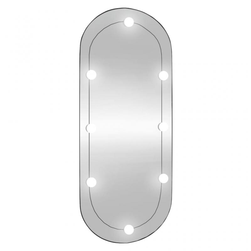 1 VidaXL Vggspegel med LED-belysning oval 45x100 cm glas