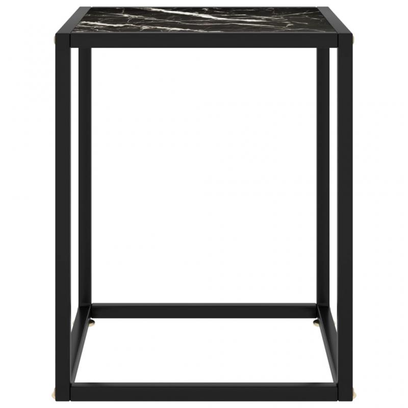 1 VidaXL Soffbord hrdat glas svart marmorglas 40x40x50 cm