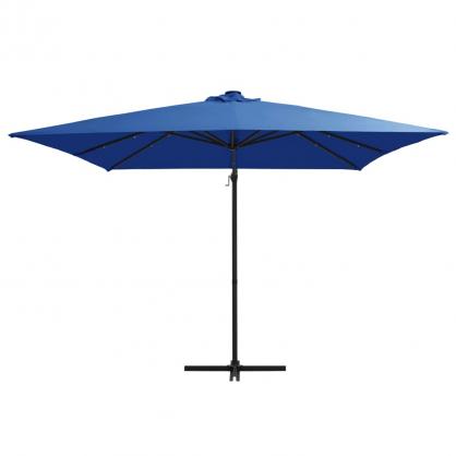 1 VidaXL Frihngande parasoll med stng och LED azurbl 250x250 cm