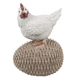 1 Clayre Eef Påskdekoration Kyckling Vit, Brun 8x6x12 cm