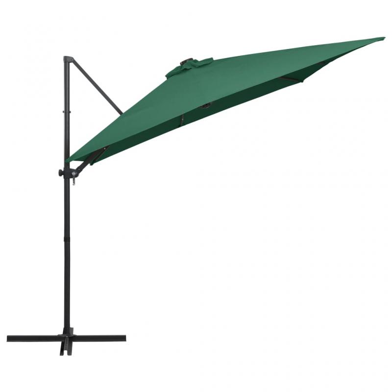 1 VidaXL Frihngande parasoll med stng och LED grn 250x250 cm