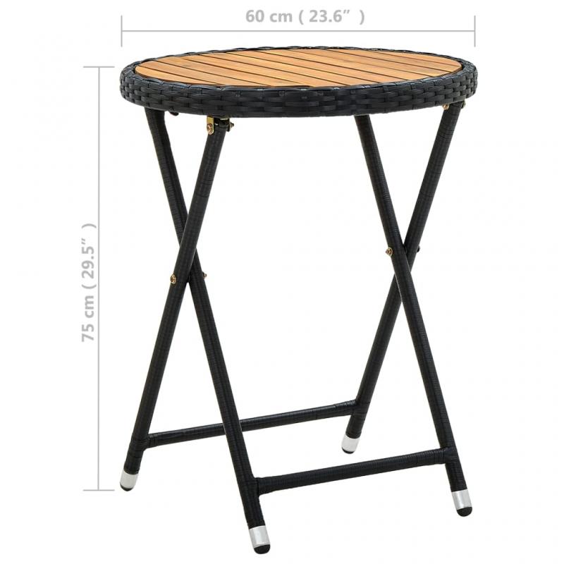 1 VidaXL Hopfllbart bord  60x75 cm svart konstrotting och massivt akaciatr