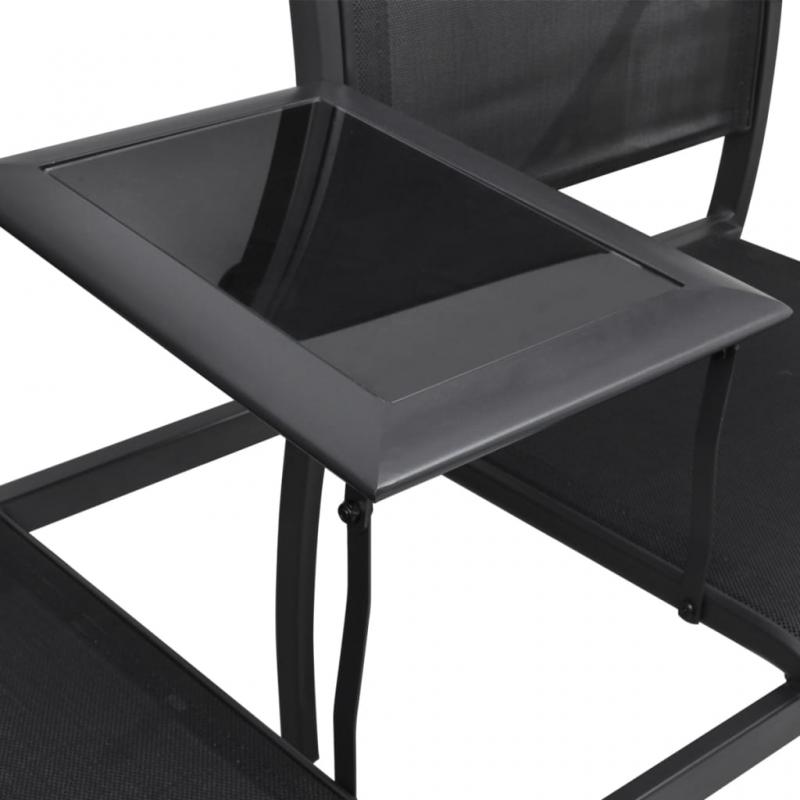 1 VidaXL Trdgrdsbnk stl och textilene svart 2-sits 131 cm