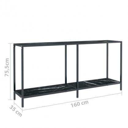 1 VidaXL Avlastningsbord Konsolbord 160x35x75,5 cm svart hrdat glas