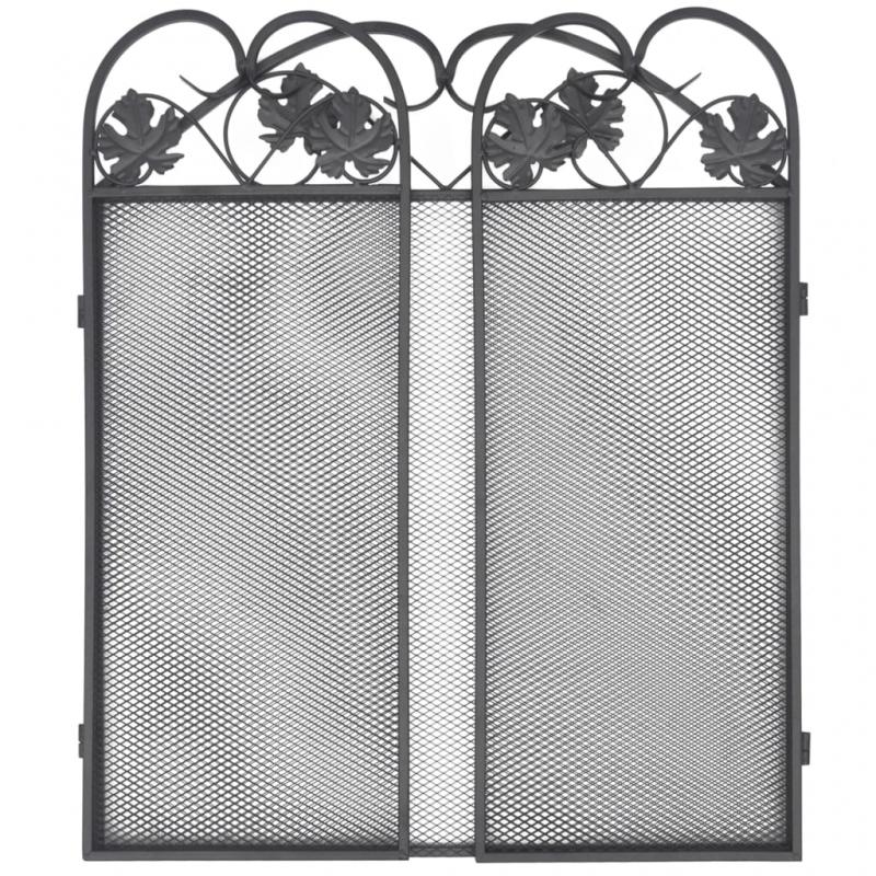 1 VidaXL Gnistskydd med 3 paneler jrn svart 102 x 61 cm