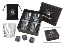1 G.wurm Luxury Whisky set 8 basaltstenar 1 påse 4 glas (B/H/D) 24x12x27cm