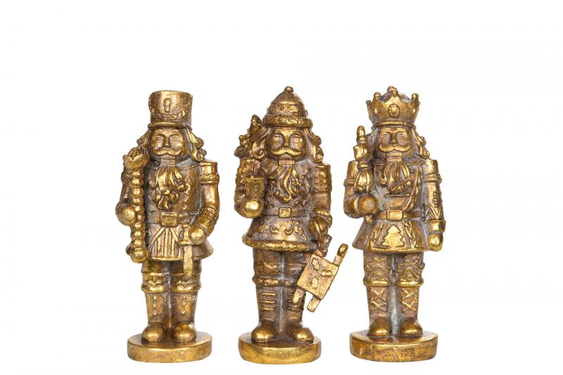 1 A Lot decoration A Lot Decoration - Juldekoration Ntknppare trio Guld Poly 7x16cm 3-pack