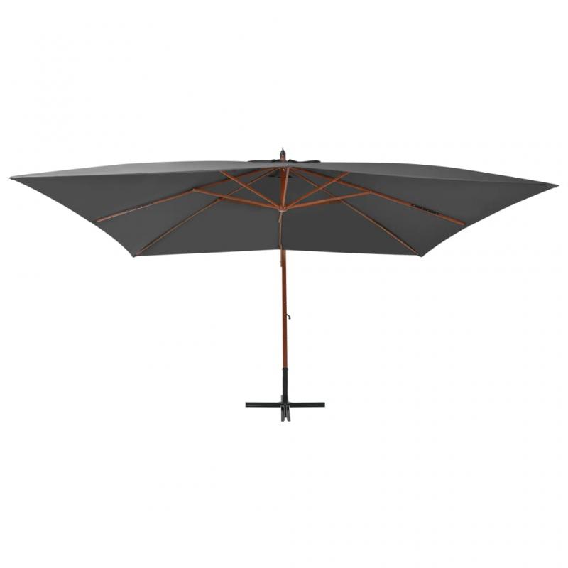1 VidaXL Frihngande parasoll med trstng 400x300 cm antracit