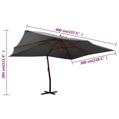 1 VidaXL Frihngande parasoll med trstng 400x300 cm antracit