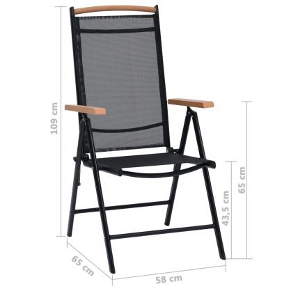1 VidaXL Hopfllbar trdgrdsstol aluminium och textilene svart 2 st