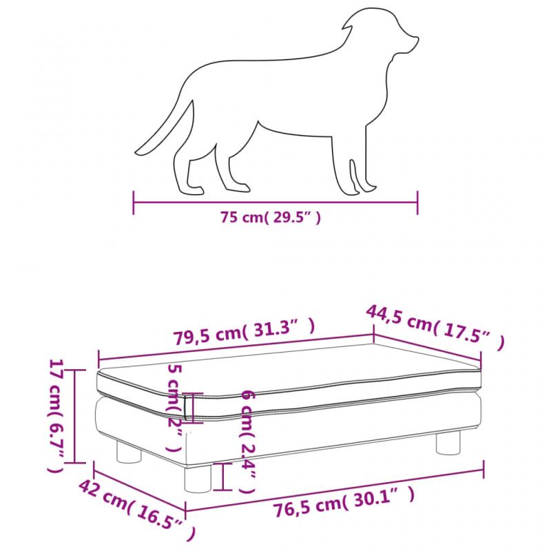 1 VidaXL Hundbdd sammet med frlngning 100x50x30 cm ljusgr