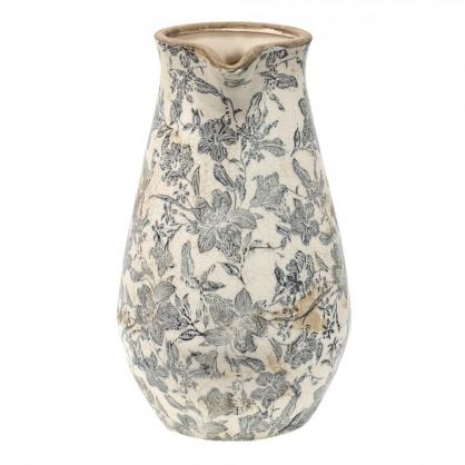 1 Clayre Eef Dekorativ kanna 24x17x30 cm Gr beige Keramik blommor