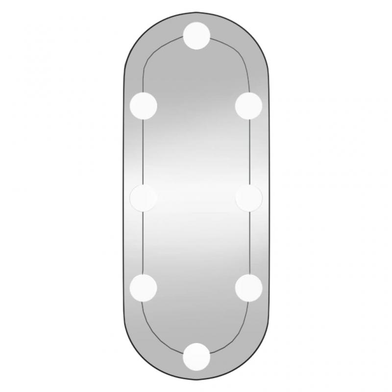 1 VidaXL Vggspegel med LED-belysning oval 20x50 cm glas