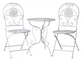 1 Chic Antique Chic Antique Caféset med 2 stolar och 1 bord H93 / L48 / B40 cm antik creme