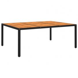 1 VidaXL Matbord för trädgård 200x150x75 cm akaciaträ och konstrotting svart
