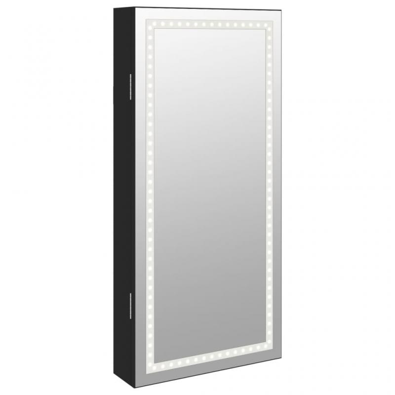 1 VidaXL Spegelskp smycken svart 31,5x9x67 cm LED m/ls