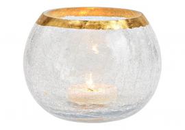 1 G.wurm Värmeljushållare Cracking av glas transparent guld (B/H/D) 15x12x15cm