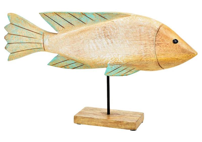 1 G.wurm Maritim Dekoration Fisk av mangotr, grn (B/H/D) 40x22x7cm