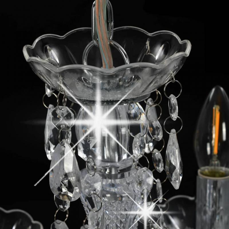 1 VidaXL Takkrona med kristallprlor silver rund 5 x E14