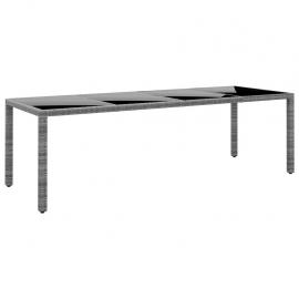 1 VidaXL Matbord för trädgård 250x100x75 cm och konstrotting grå