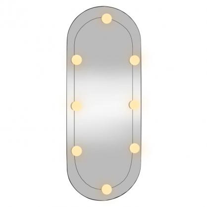 1 VidaXL Vggspegel med LED-belysning oval 30x70 cm glas