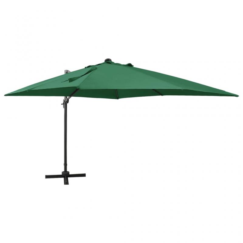 1 VidaXL Frihngande parasoll med stng och LED grn 300 cm