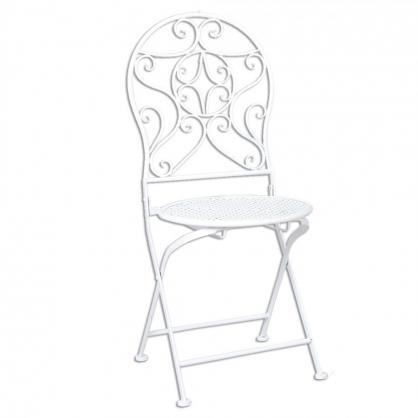 1 Clayre Eef Cafset med 2 stolar och 1 bord Vit Bord  60x70 Stol 40x40x92 cm