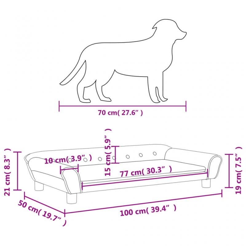 1 VidaXL Hundbdd sammet 100x50x21 cm rosa