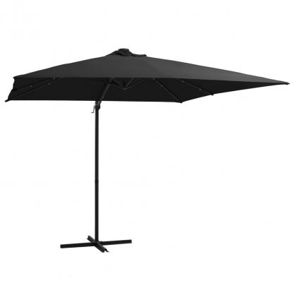 1 VidaXL Frihngande parasoll med stng och LED svart 250x250 cm