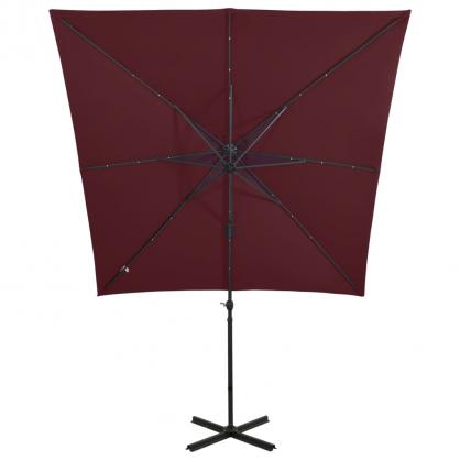 1 VidaXL Frihngande parasoll med stng och LED vinrd 250 cm