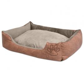 1 VidaXL Hundbädd konstläder med kudde PU storlek L beige