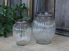 1 Chic Antique Vas med silverdekoration H14 / Ø11 cm klar 1 st