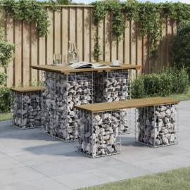 1 VidaXL Trädgårdsbord gabion-design 100x70x72 cm impregnerad furu