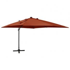 1 VidaXL Frihängande parasoll med stång och LED terrakotta 300 cm
