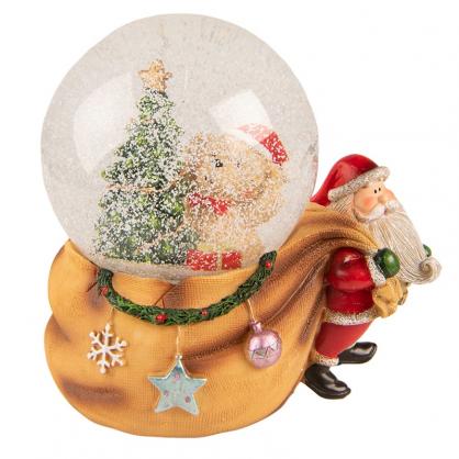 1 Clayre Eef Juldekoration Snglob Santa Claus 14*10*14 cm Brun Rd Polyresin Glas