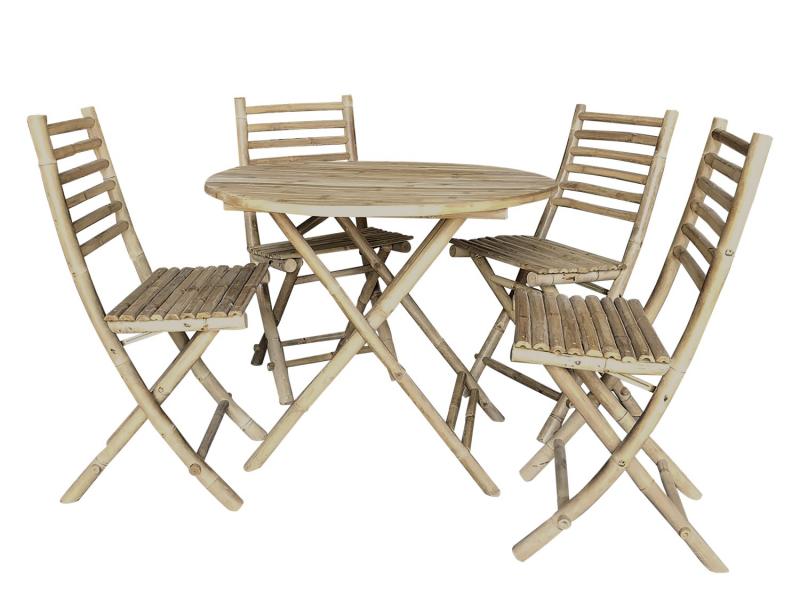 1 Chic Antique Cafset Lyon Trdgrdsset 1 bord och 4 stolar bambu H75 / 90 cm