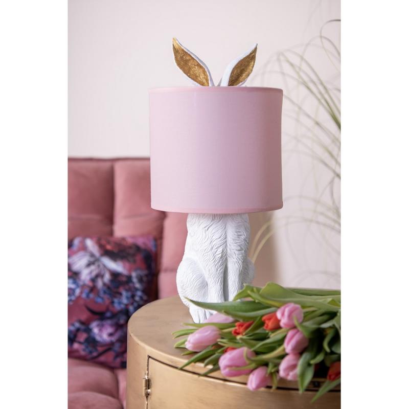 1 Clayre Eef Bordslampa Kanin  20x43 cm Vit Rosa Polyresin