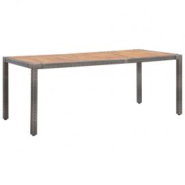 1 VidaXL Matbord för trädgård 190x90x75 cm grå konstrotting massivt akaciaträ