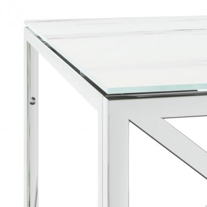 1 VidaXL Soffbord rostfritt stl silver och hrdad glas 110x45x45 cm