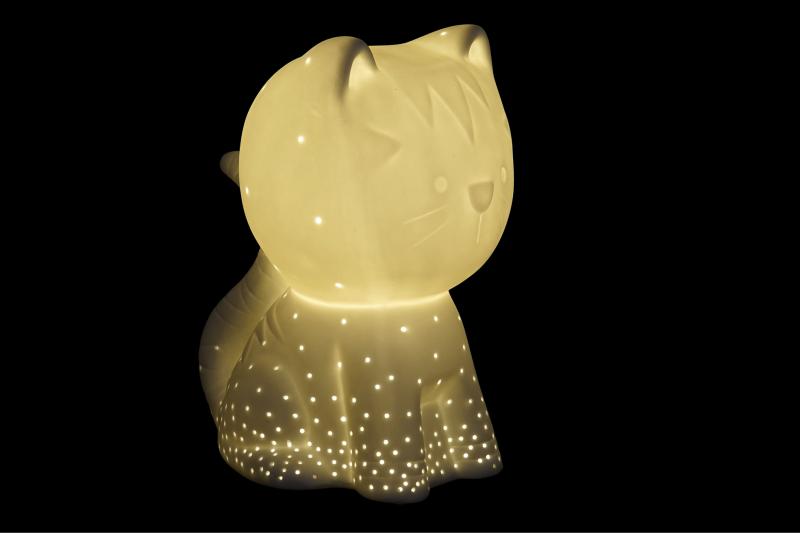 ITEM International Bordslampa porslin Katt 21 cm - vit