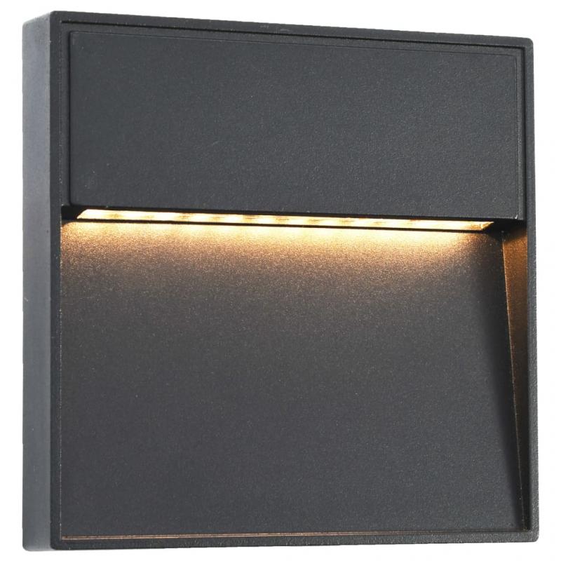 1 VidaXL Utomhusvgglampa LED 2 st 3 W svart fyrkantig