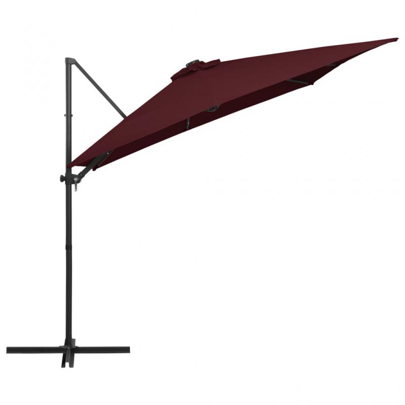 1 VidaXL Frihngande parasoll med stng och LED vinrd 250x250 cm