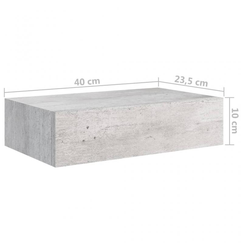 1 VidaXL Svvande  vgghylla med lda betonggr 40x23,5x10 cm MDF