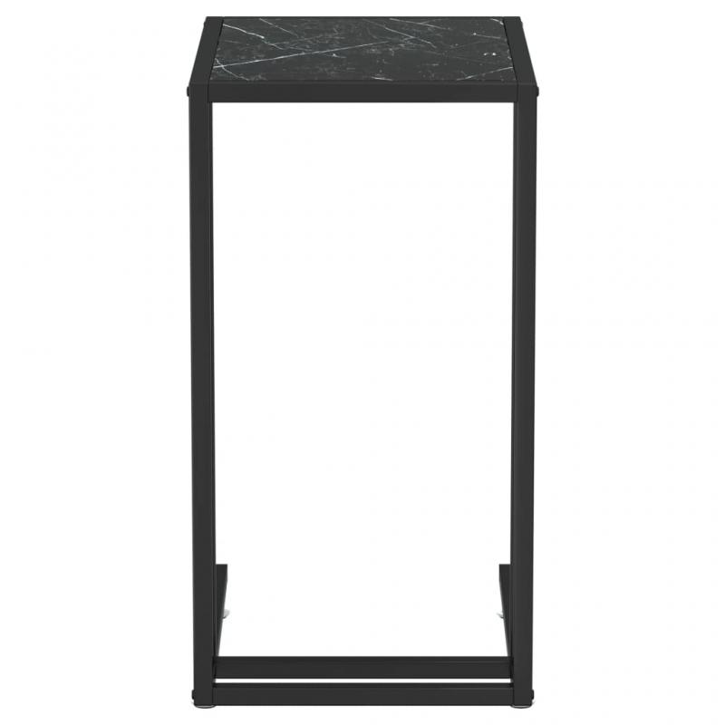 1 VidaXL Sidobord 50x35x65 cm svart marmor hrdat glas