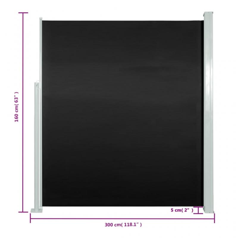 1 VidaXL Infllbar sidomarkis fr uteplats svart 160x300 cm