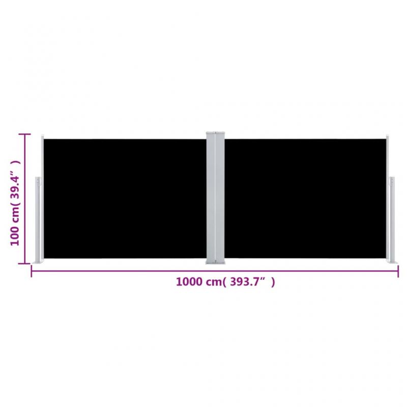1 VidaXL Infllbar sidomarkis fr uteplats svart 100x1000 cm dubbel