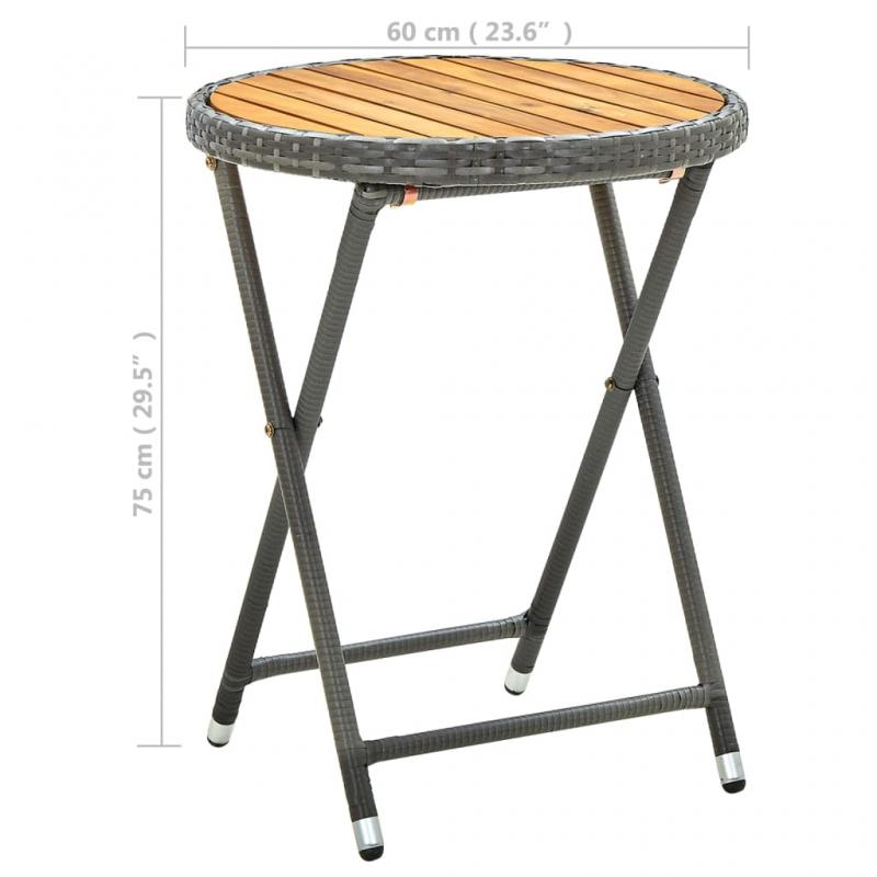 1 VidaXL Hopfllbart bord  60x75 cm gr konstrotting och massivt akaciatr